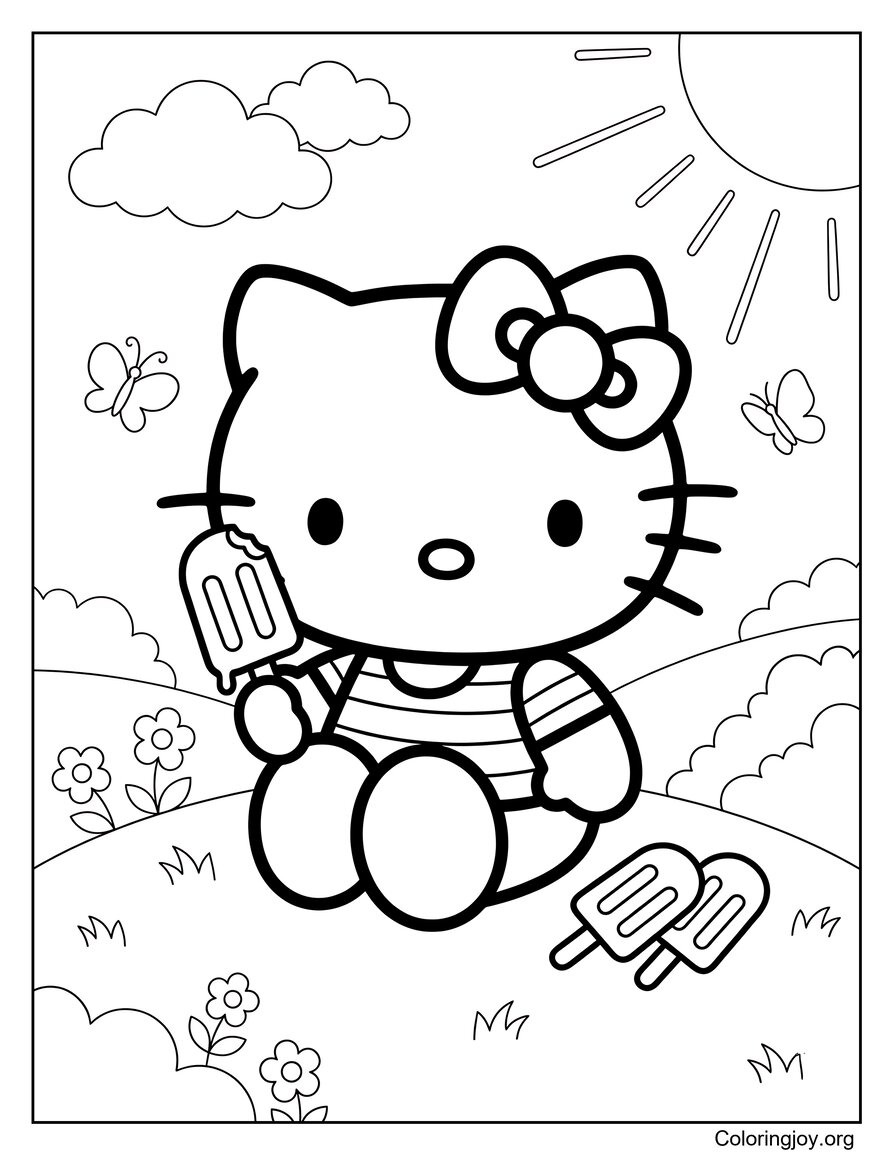 Cool Treats Kitty Coloring Sheet