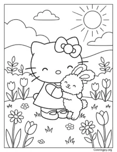 Spring Bunny Hug with Hello Kitty