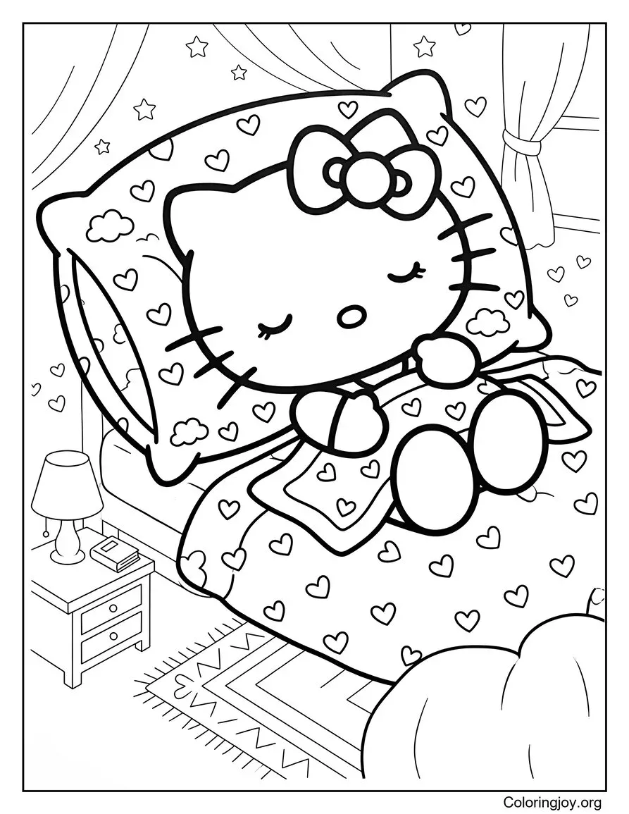 Relax Mode Hello Kitty-Inspired Coloring Page