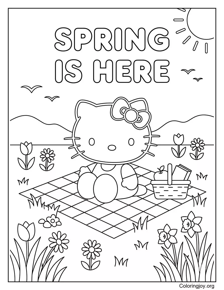 Watching Butterflies with Hello Kitty in Spring Garden