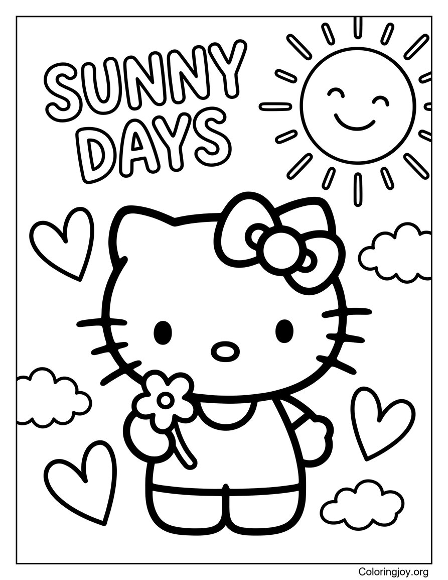 Sunny Days Hello Kitty Coloring Page
