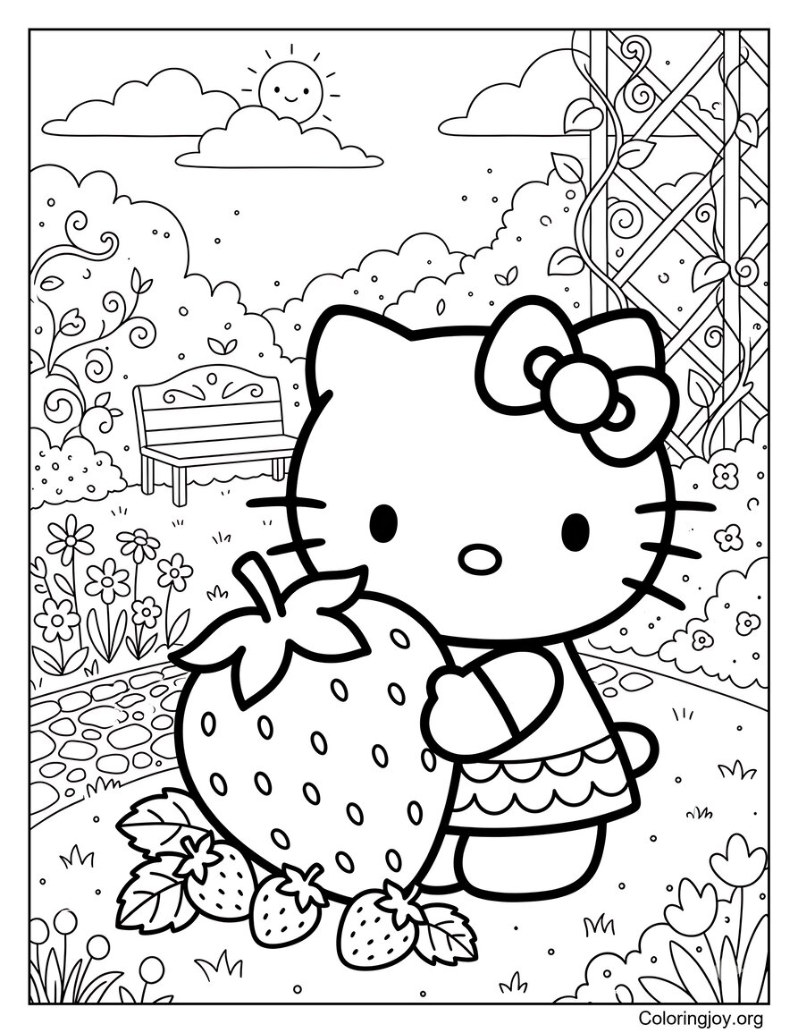 Sweet Day Hello Kitty Coloring Page