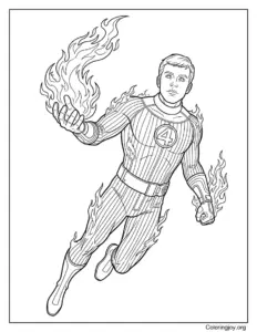 coloring page of Human Torch Fire Hand