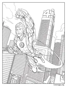 Human Torch Flying Over The City