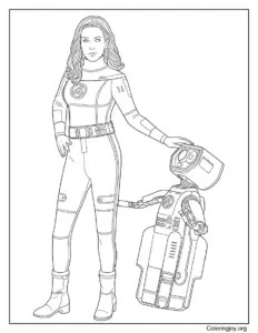 Invisible Woman With Robot coloring sheet