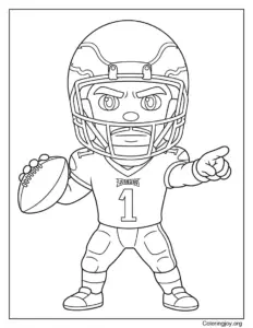 Jalen Hurts in Eagles Uniform Coloring Page