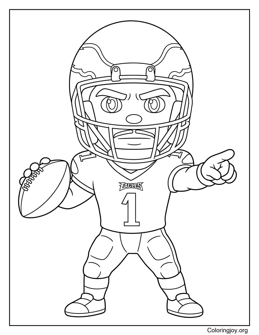 Jalen hurts in der Eagles-Uniform-Malvorlage