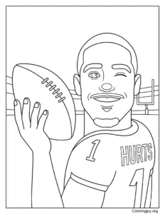 Minimal Line Art Jalen Hurts Coloring Page