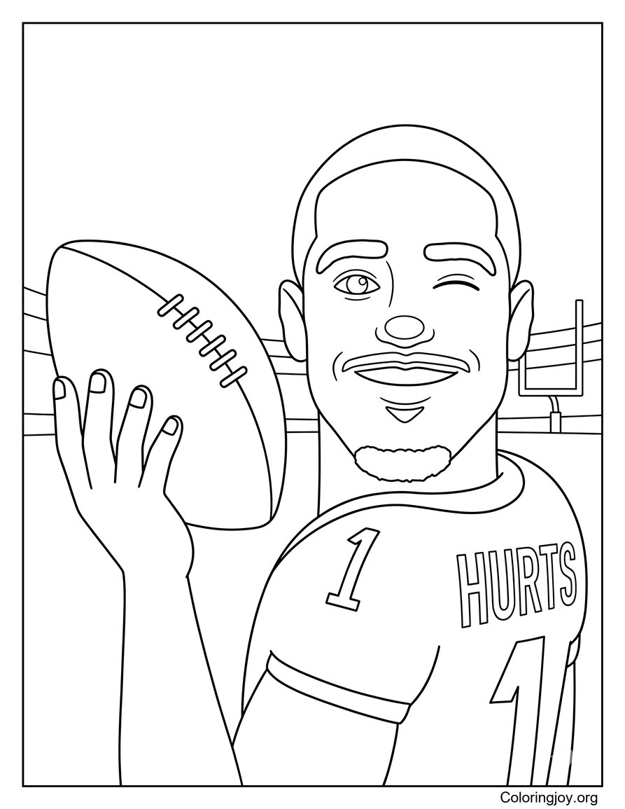 Minimal Line Art Jalen hurts Malseite