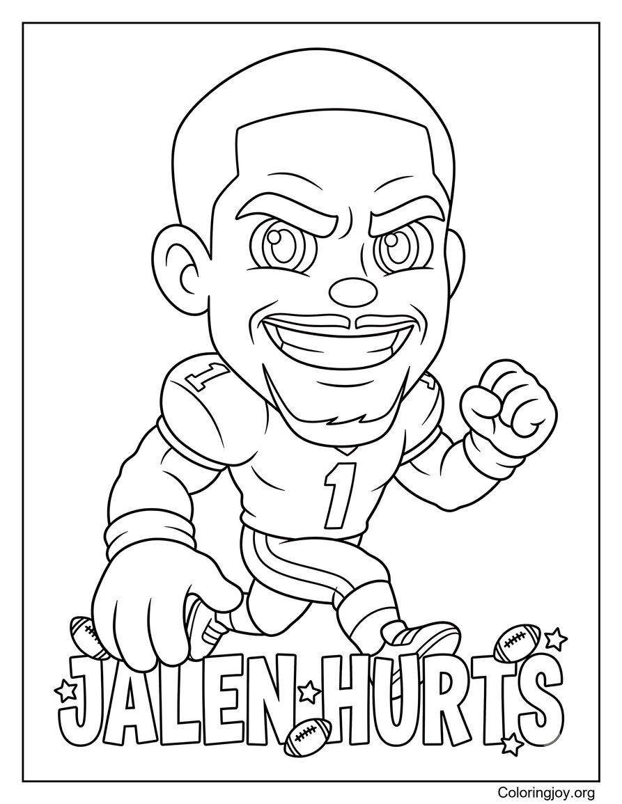 Jalen hurts Namensstil-Design-Malvorlage