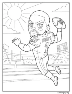 Jalen Hurts Passing Throw Action Coloring Page