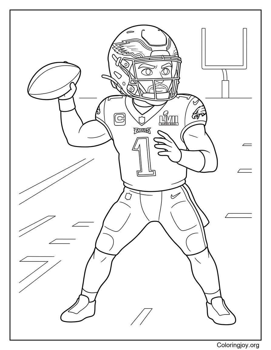 Jalen hurts Quarterback Stance Malvorlage
