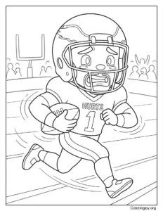 Jalen Hurts Running with Football Coloring Page