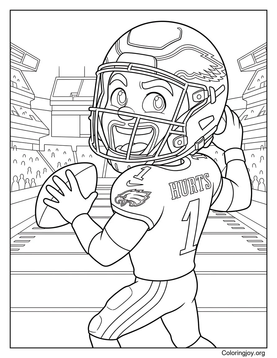 Jalen Hurts Stadium Scene Coloring Page