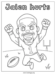 Jalen Hurts Touchdown Celebration Coloring Page