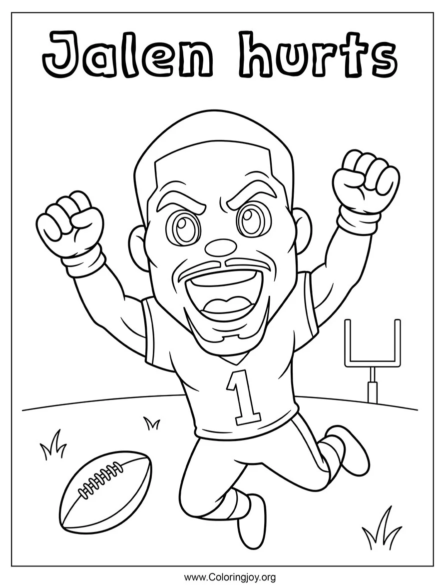 Jalen Hurts Touchdown Celebration Coloring Page