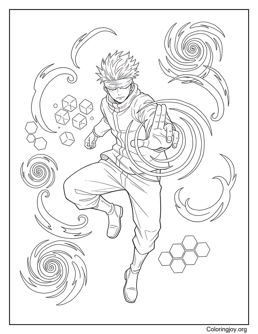 Jumping Attack Pose Satoru Gojo