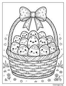 Kawaii Easter Basket with Smiling Eggs