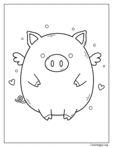 Kawaii Pig with Tiny Wings Printable