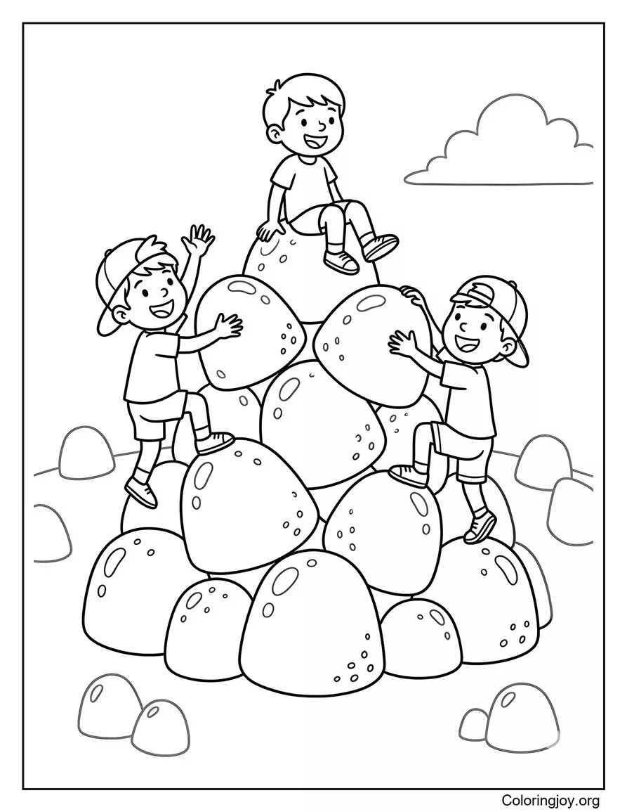 Kids Climbing A Giant Gumdrop Candy Hill