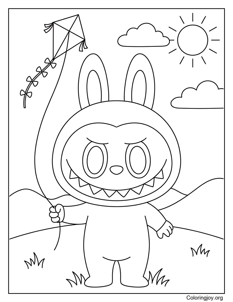 Labubu Flying a Spring Kite