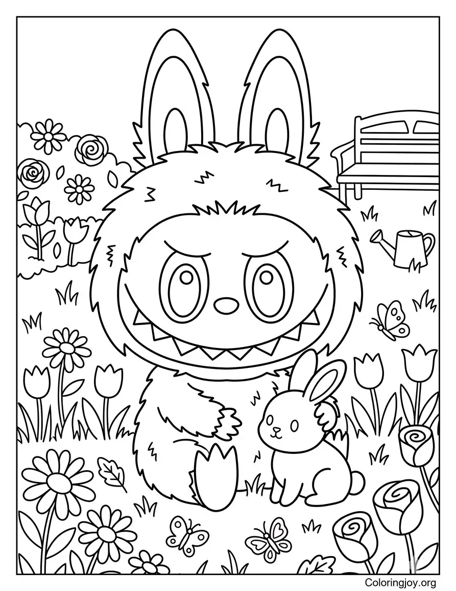 Labubu Playing With a Bunny