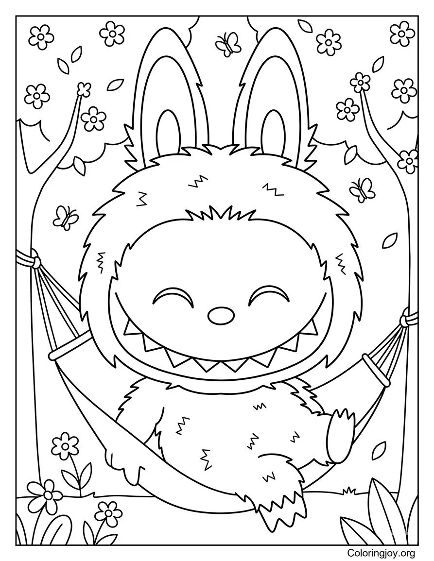 Labubu Relaxing in a Hammock