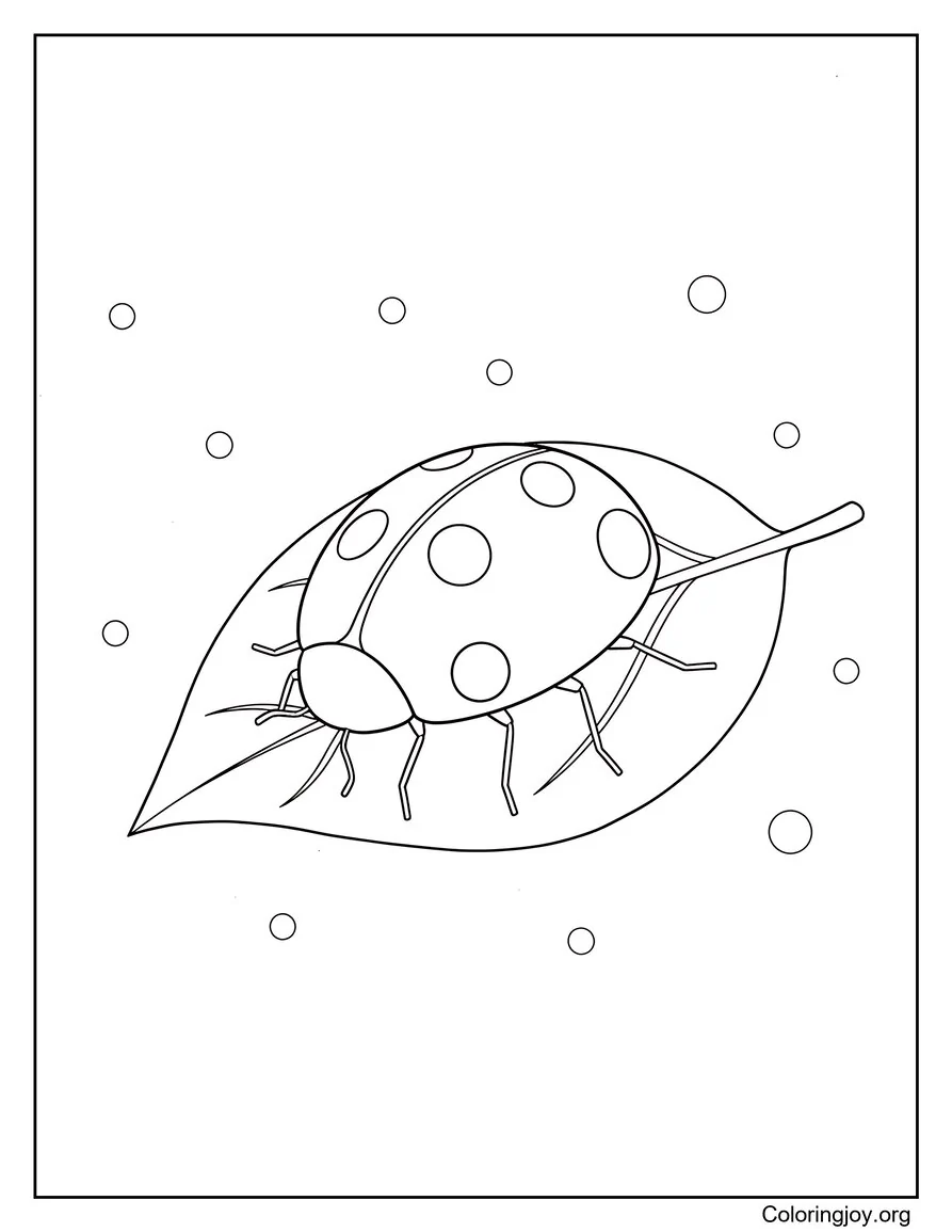 Spring Flower With Ladybug Coloring Page