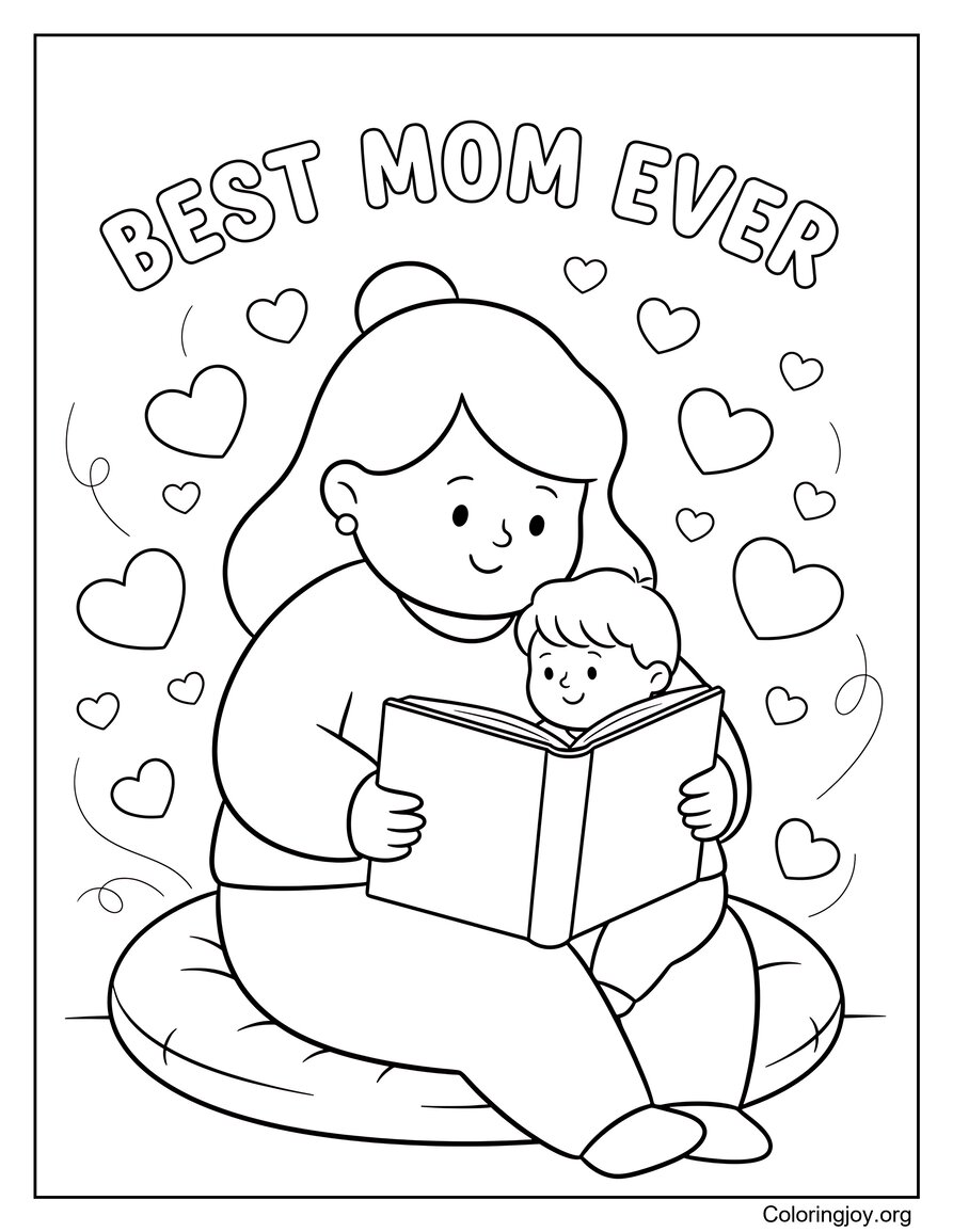 Mutter und Kind lesen Malvorlage „Beste Mutter aller Zeiten“