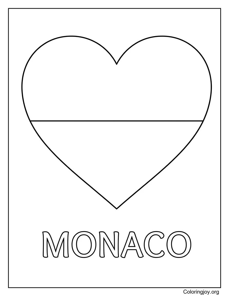 Monaco Flag in Heart Shape