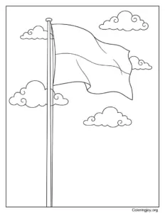 Monaco Flag on Tall Flagpole with Clouds