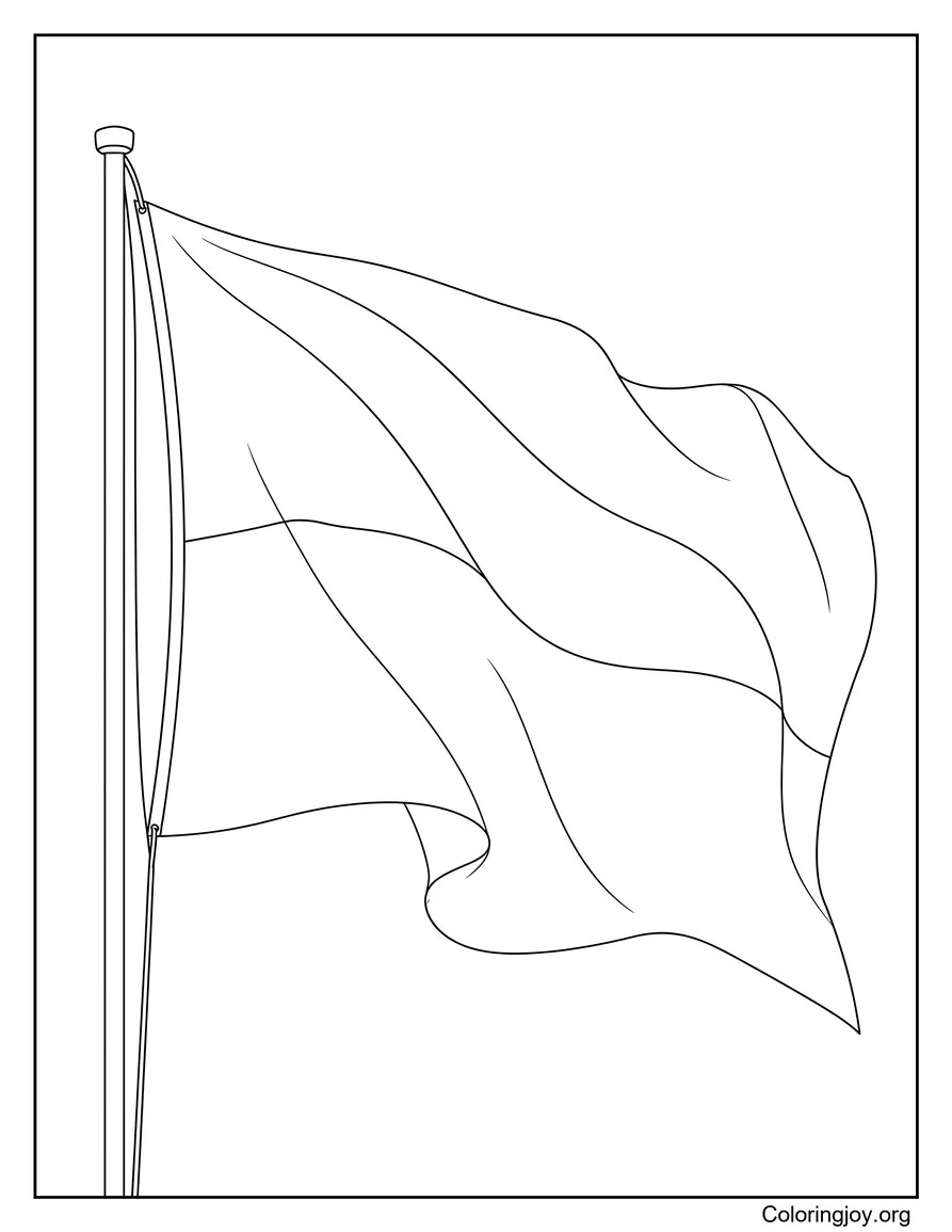 Monaco Flag Waving in the Wind Coloring Page