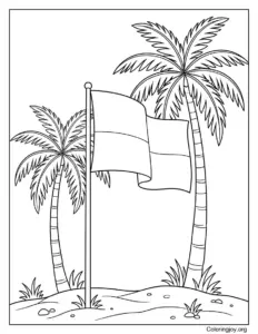 Monaco Flag with Palm Trees Scene