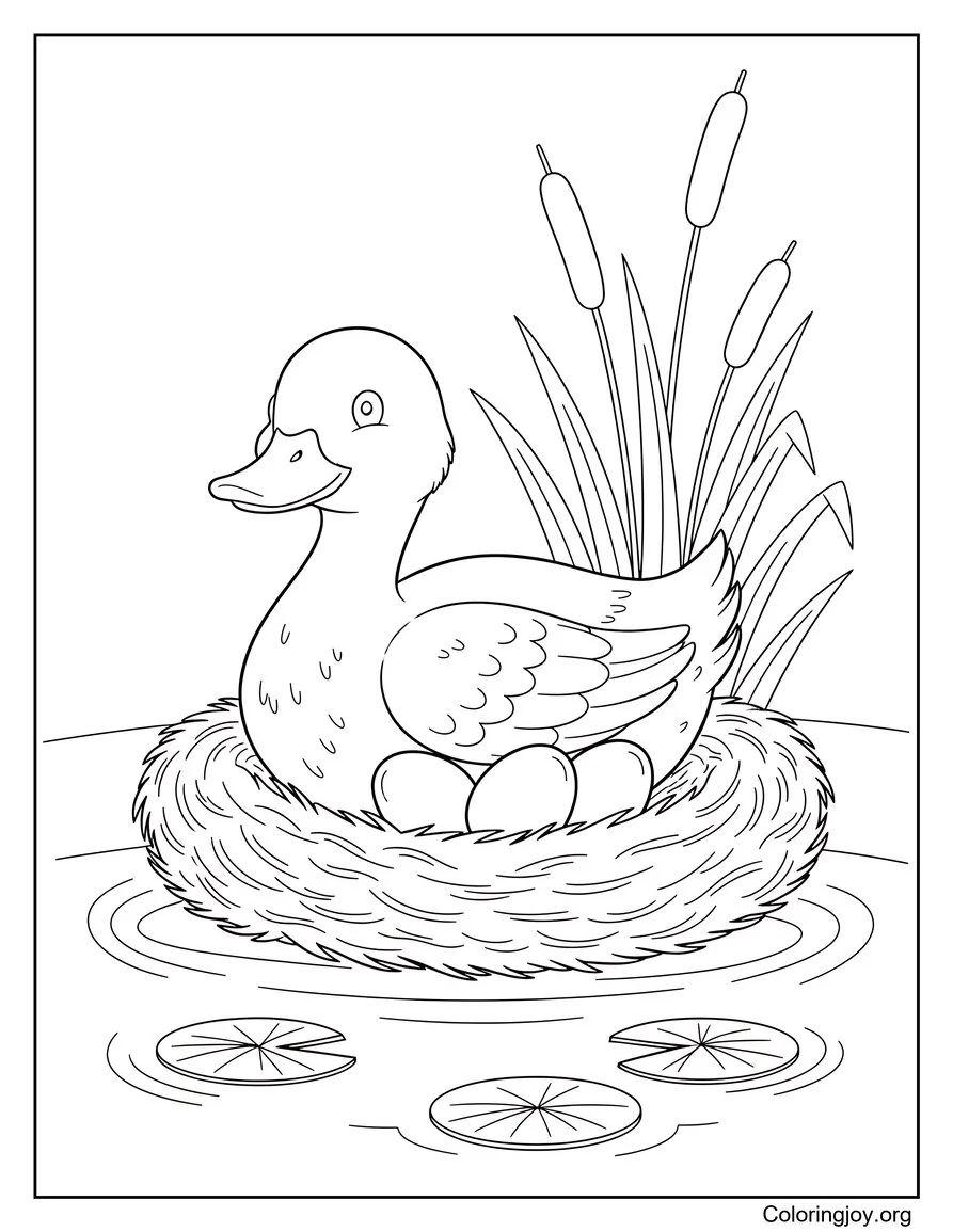 Mother Duck Guarding Nest