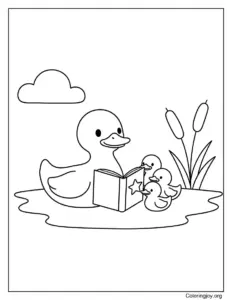 Mother Duck Reading To Ducklings