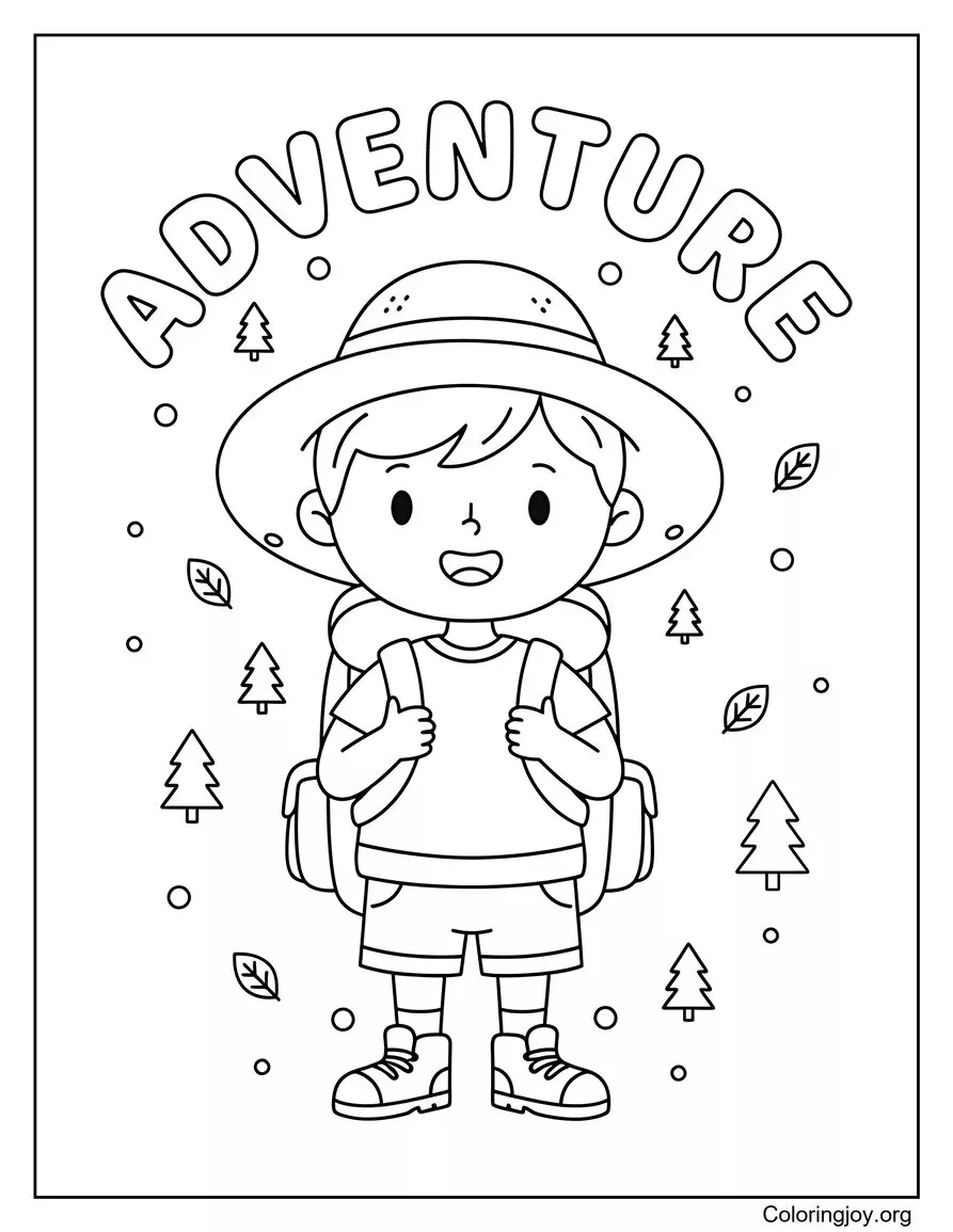 Outdoor Adventures Summer Coloring Page Nature Theme