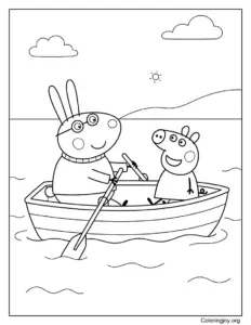 Boat Ride with Grampy Rabbit Peppa Pig-Inspired Coloring Page