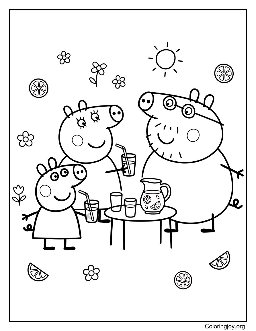 Lemonade Party Cute Peppa Pig-Inspiré imprimable en couleur