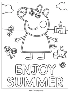 Summer Fun Cute Peppa Pig-Inspired Coloring Page