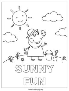 Sunny Summer Fun Peppa Pig Drawing to Color