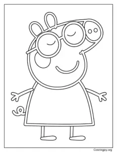 Peppa Pig Wearing Sunglasses Cute Coloring Page