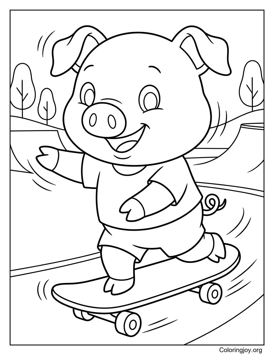 Skateboarding Fun Pig Activity Sheet