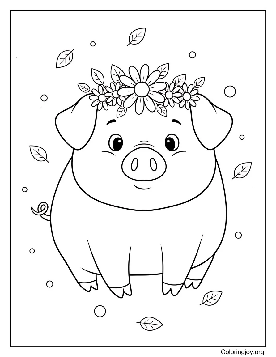Wearing a Flower Crown Cute Pig Page