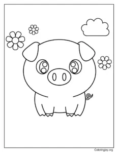 Pig with Big Sparkly Eyes Printable