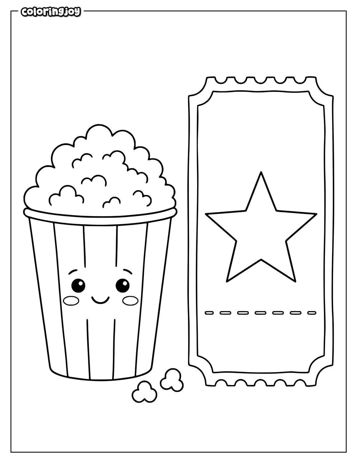 A fluffy popcorn box sits among playful stars.