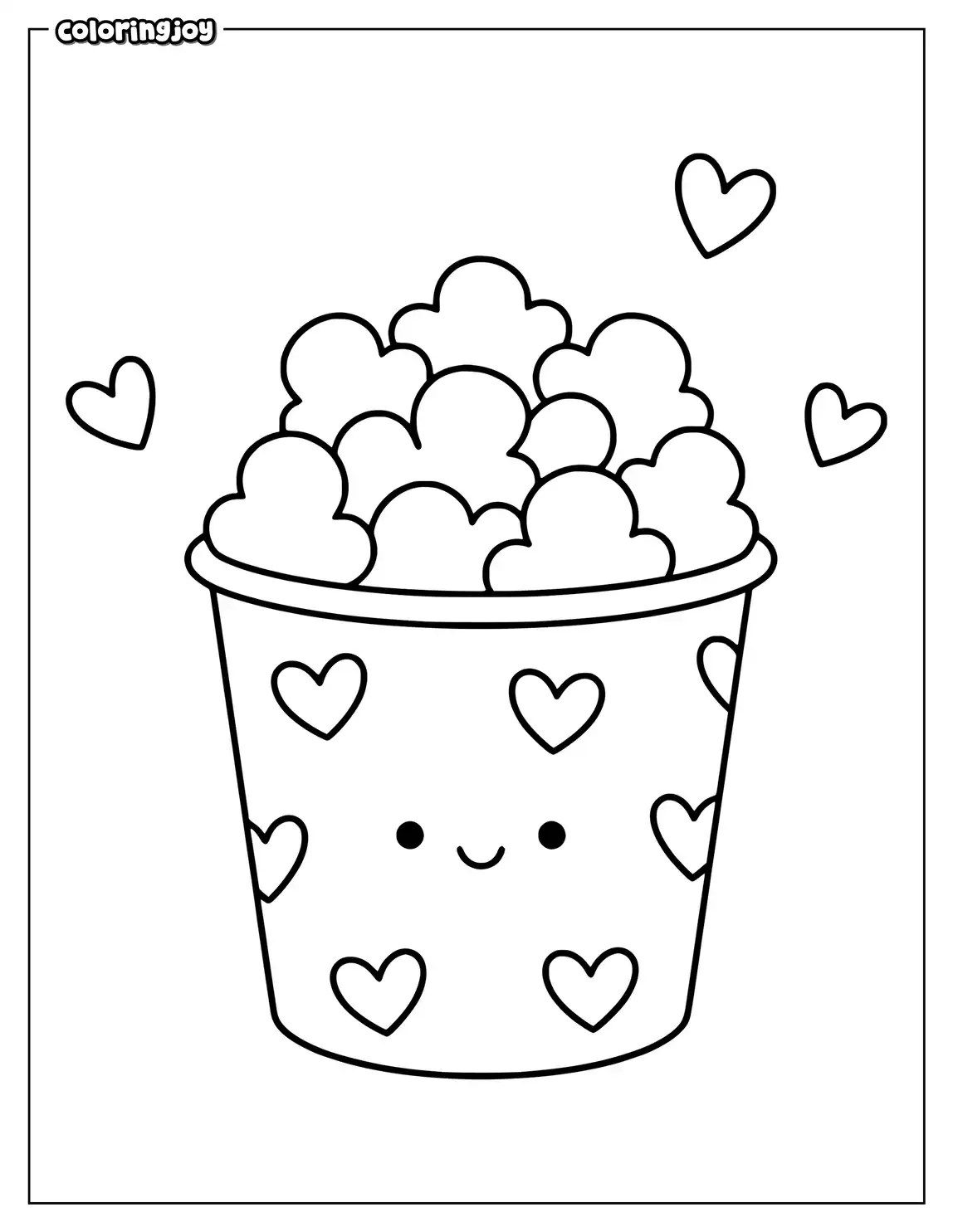 A playful snack cup is decorated with little hearts.