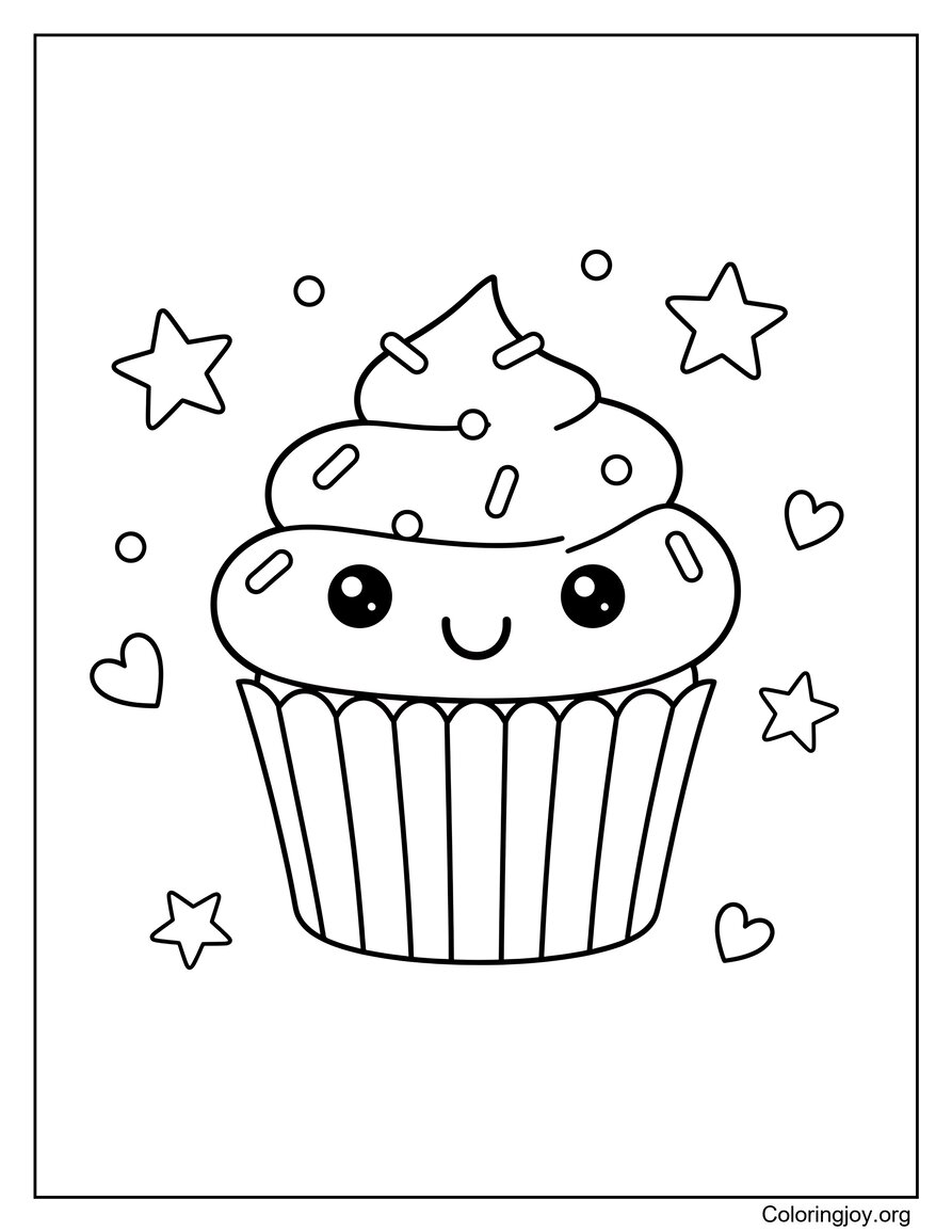 Rainbow Sprinkles on Happy Cupcake