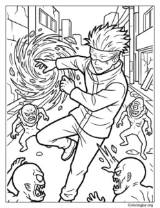 Satoru Gojo Fight Scene Coloring Page