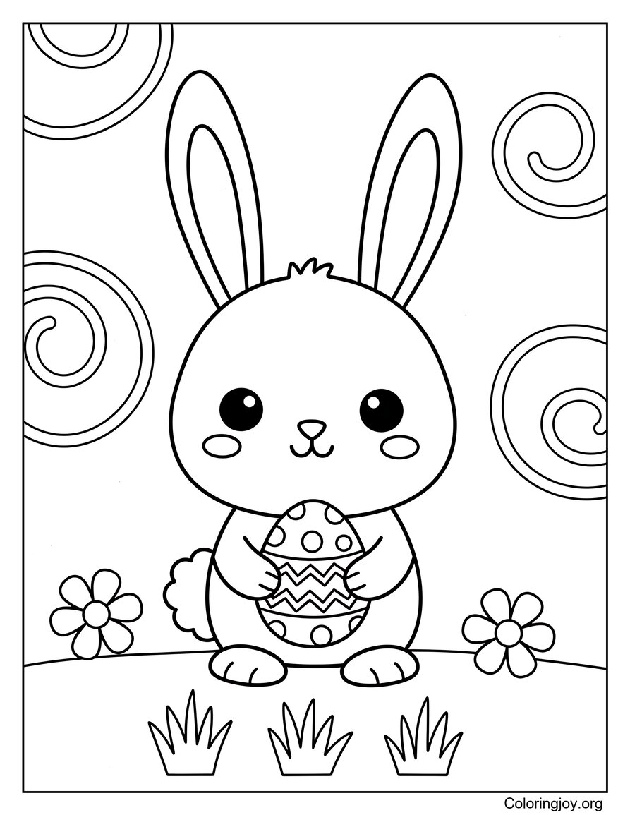 Simple Easter Bunny With Small Egg Printable