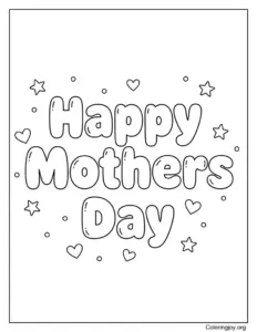 Simple Happy Mothers Day Words Coloring Page For Toddlers